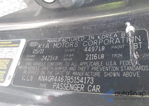 2011 Kia Optima Sx from USA, damaged, VIN KNAGR4A67B5154173